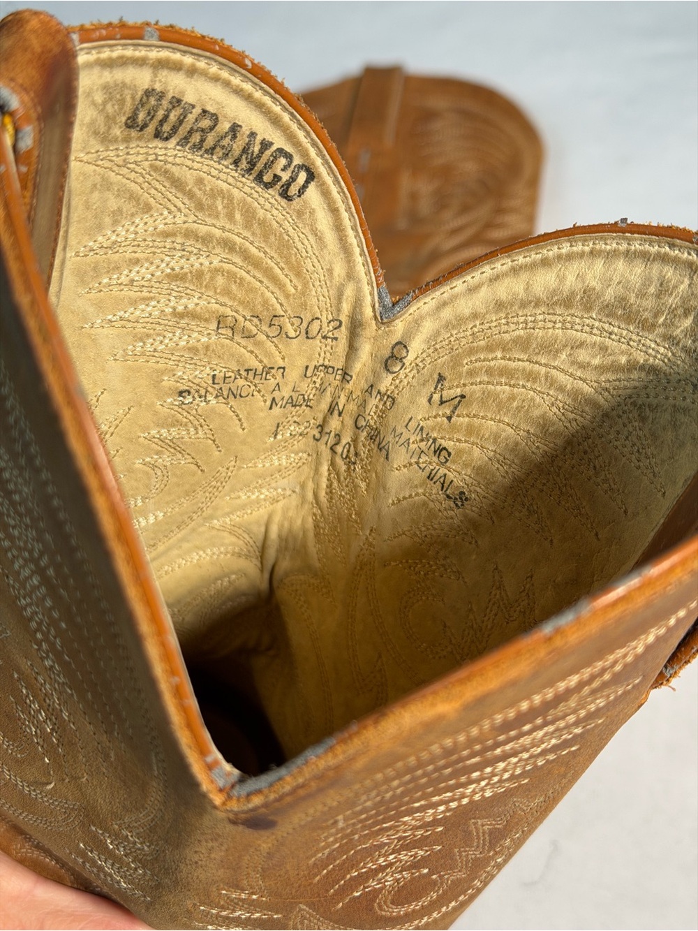 Vintage 2002 Durango RD5302 Leather Cowboy Boots Brown 8M Western - Picture 7 of 7